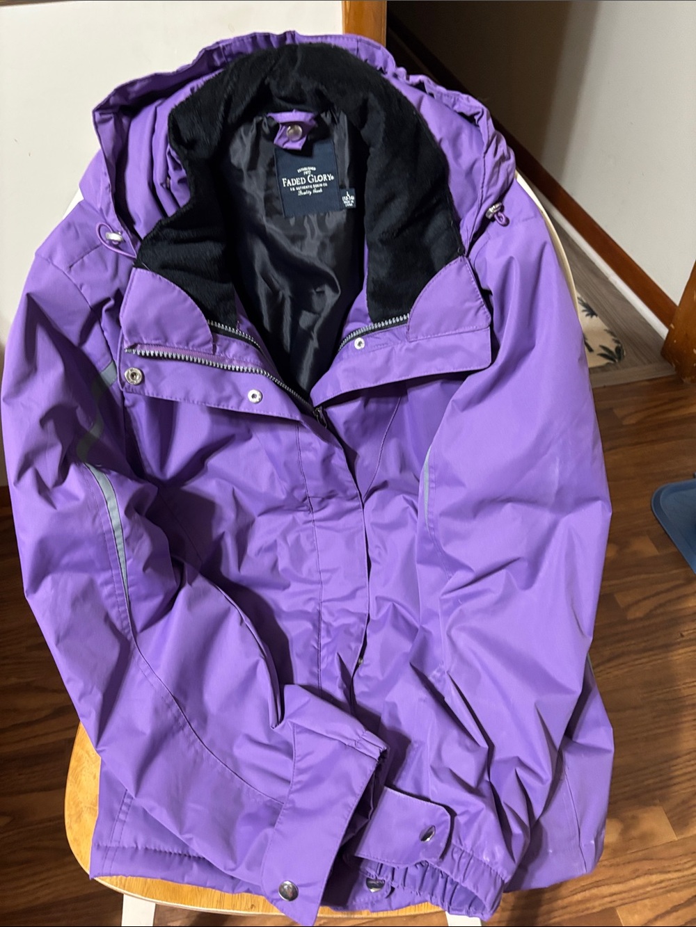 Faded Glory Lavender Ski Jacket with Black Fleece Hood Lining